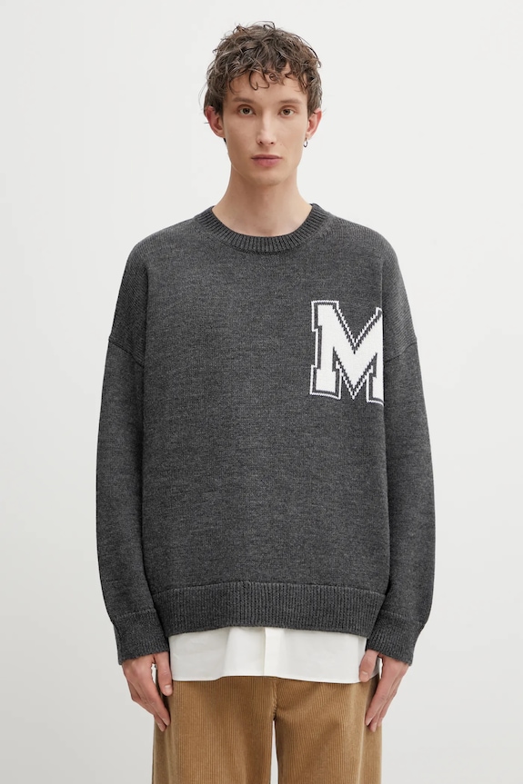Свитер с добавлением шерсти MM6 Maison Margiela круглый вырез серый SH0HL0039.M13206.855M
