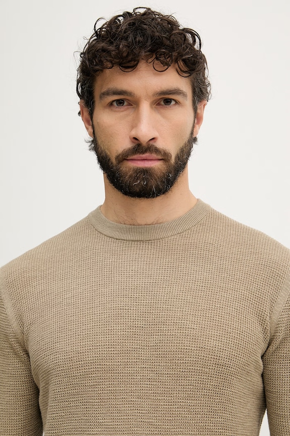 United Colors of Benetton sveter pánsky s prímesou ľanu zelená 1DC3U10BK