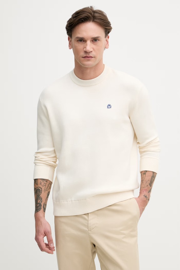 United Colors of Benetton sweter męski bawełniany beżowy 1UAEU10B6
