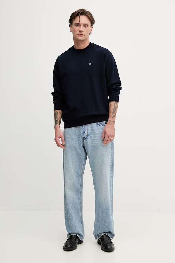 United Colors of Benetton mikina pánska bavlnená 342ZU1093. tmavomodrá SS26