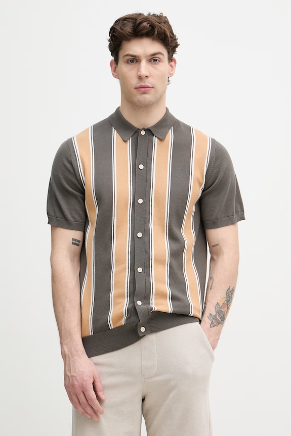Lindbergh cardigan pentru bărbați, din bumbac maro 30.804062