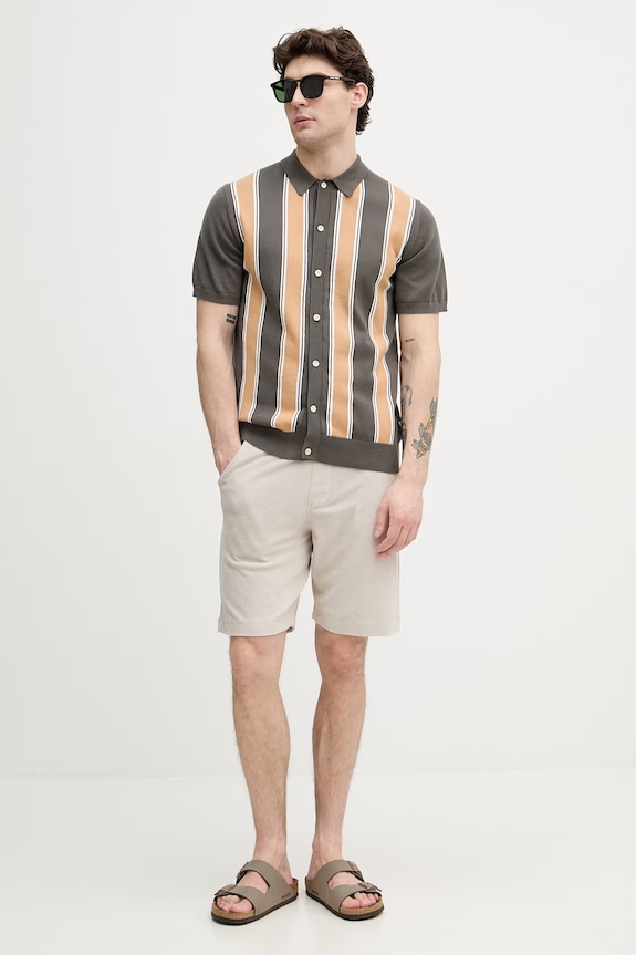 Lindbergh cardigan pentru bărbați, din bumbac 30.804062 maro SS26