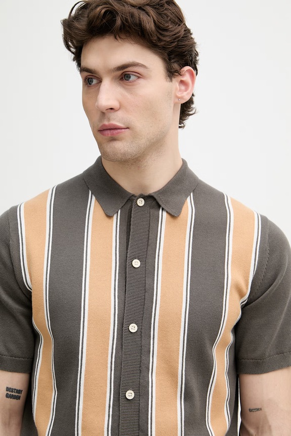 Lindbergh cardigan pentru bărbați, din bumbac maro 30.804062