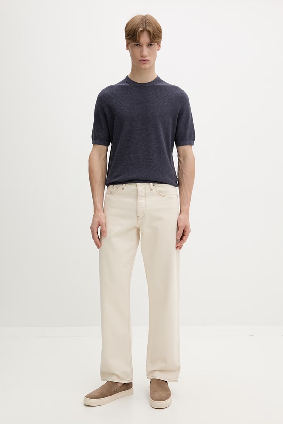 Marc O'Polo T-shirt męski z lnem 5000012734 granatowy SS26