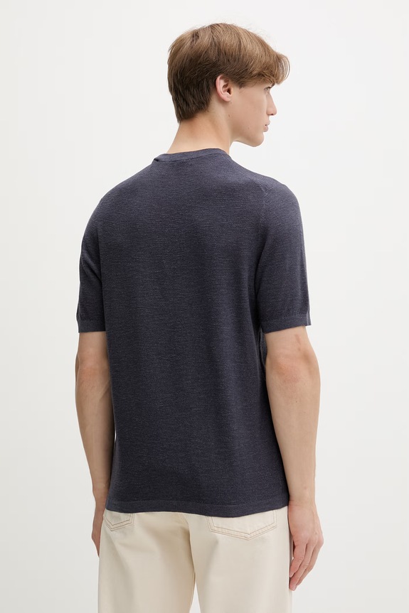 Odzież Marc O'Polo T-shirt męski z lnem 5000012734 granatowy