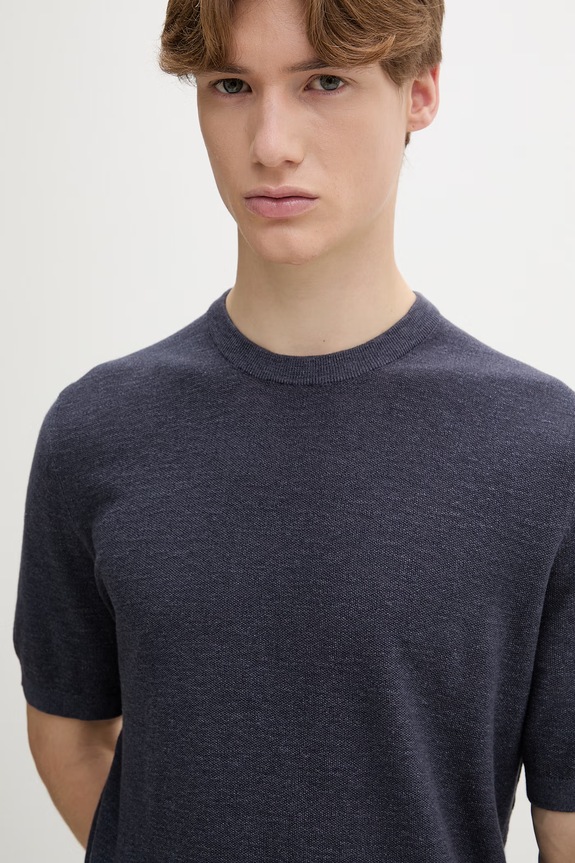 Marc O'Polo T-shirt męski z lnem granatowy 5000012734