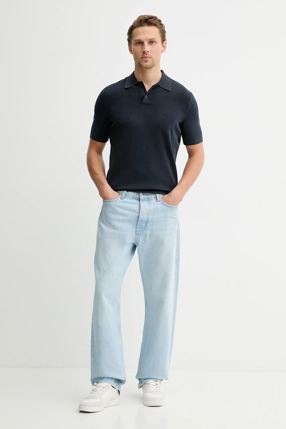 Bavlnené polo tričko Marc O'Polo 5000012741 tmavomodrá SS26