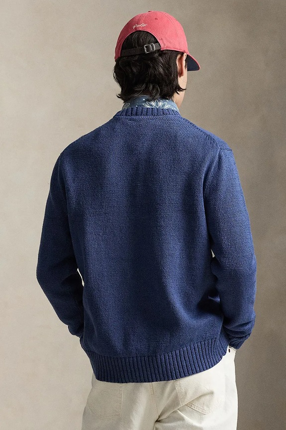Polo Ralph Lauren sveter pánsky s vlnou 710A13002 modrá SS26