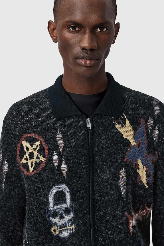 AllSaints cardigan din amestec de lână MELLER negru M010KE