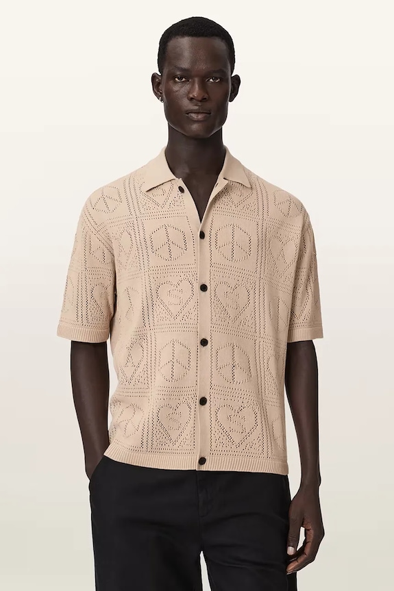 AllSaints кардиган для мужчин из хлопка ARKTX бежевый M030KE
