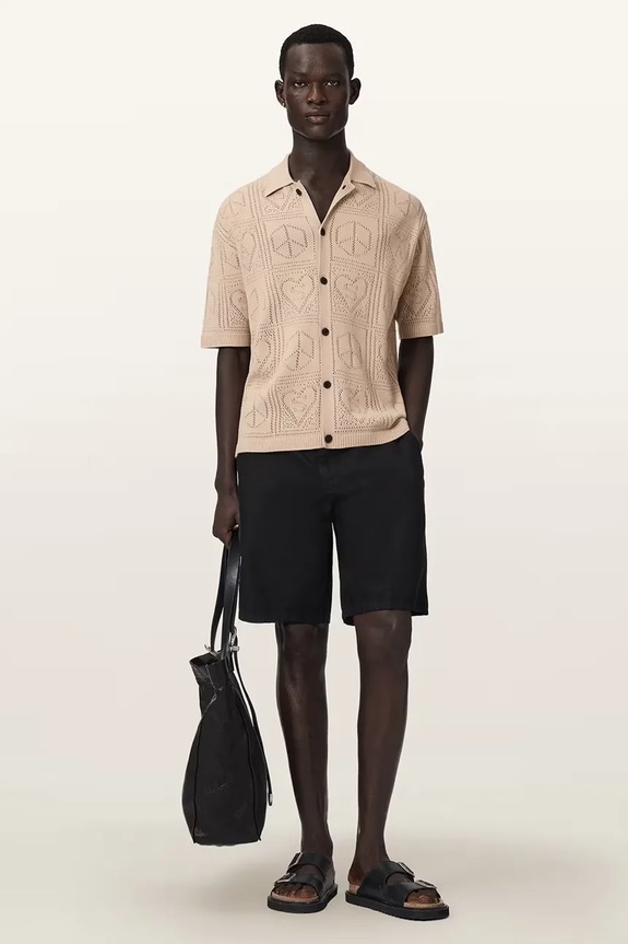 Одежда AllSaints кардиган для мужчин из хлопка ARKTX M030KE бежевый