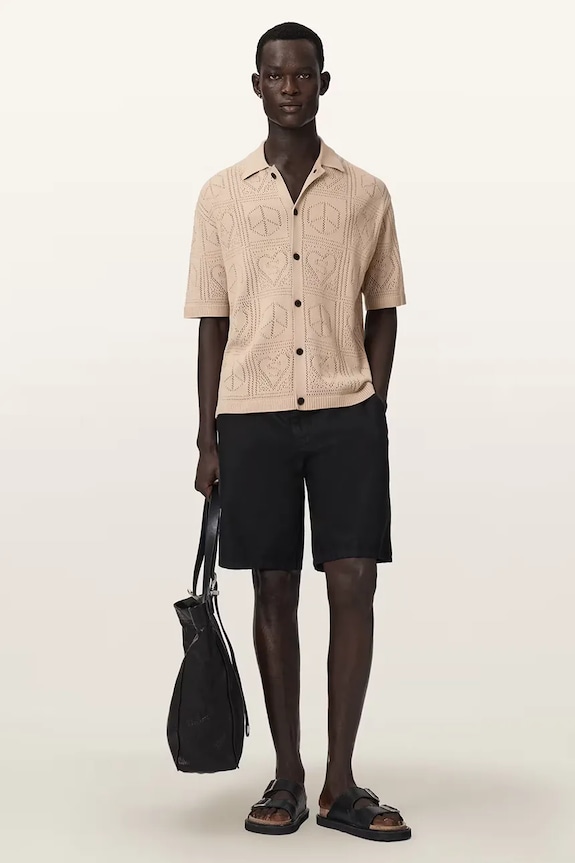 Одежда AllSaints кардиган для мужчин из хлопка ARKTX M030KE бежевый