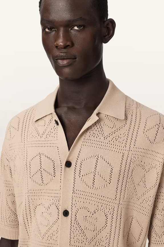 AllSaints кардиган для мужчин из хлопка ARKTX бежевый M030KE