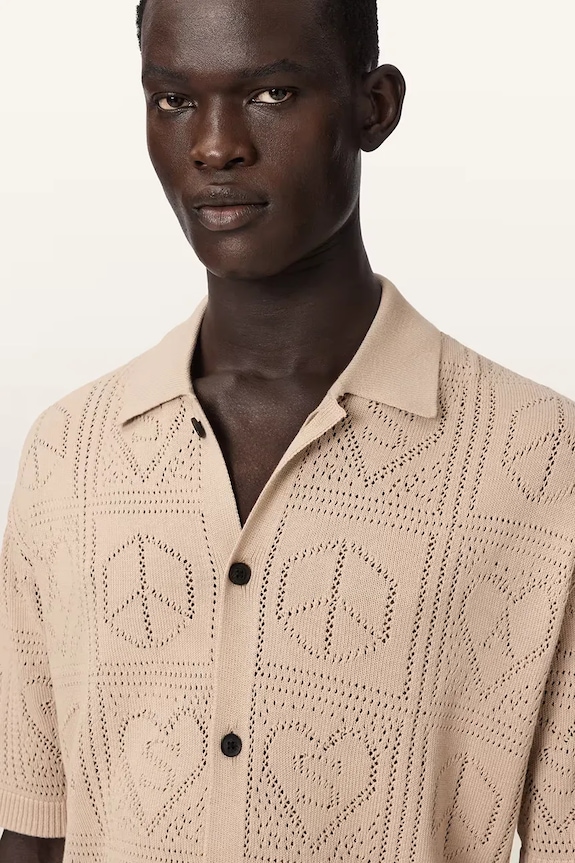 AllSaints кардиган для мужчин из хлопка ARKTX бежевый M030KE