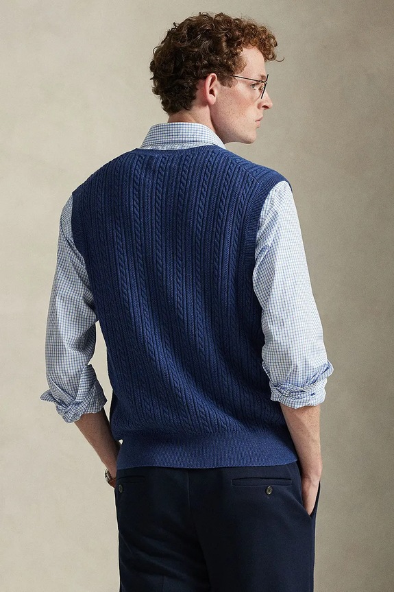 Βαμβακερό γιλέκο Polo Ralph Lauren 710B13895 σκούρο μπλε SS26