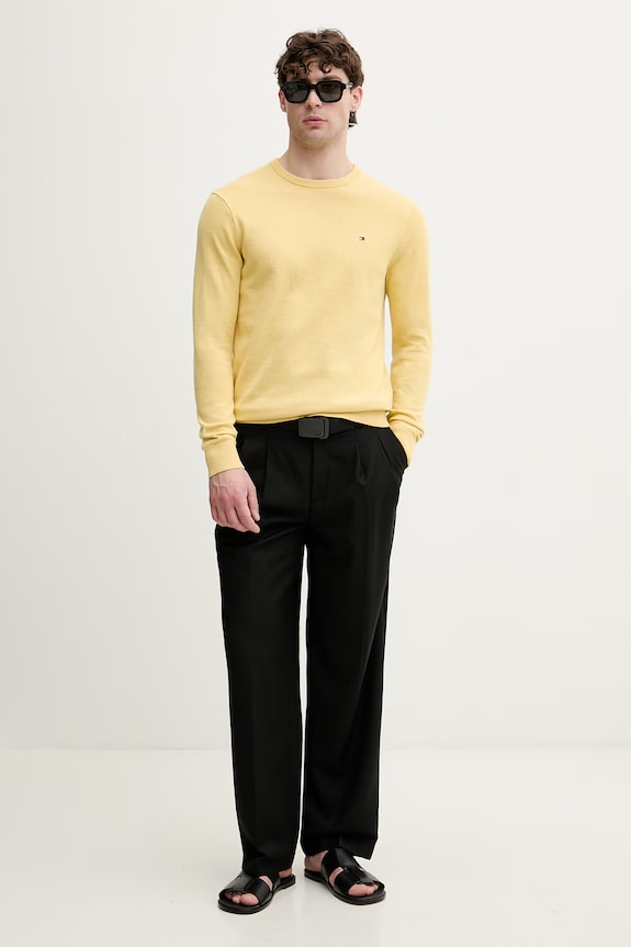 Tommy Hilfiger sweter męski bawełniany MW0MW39999. żółty SS26
