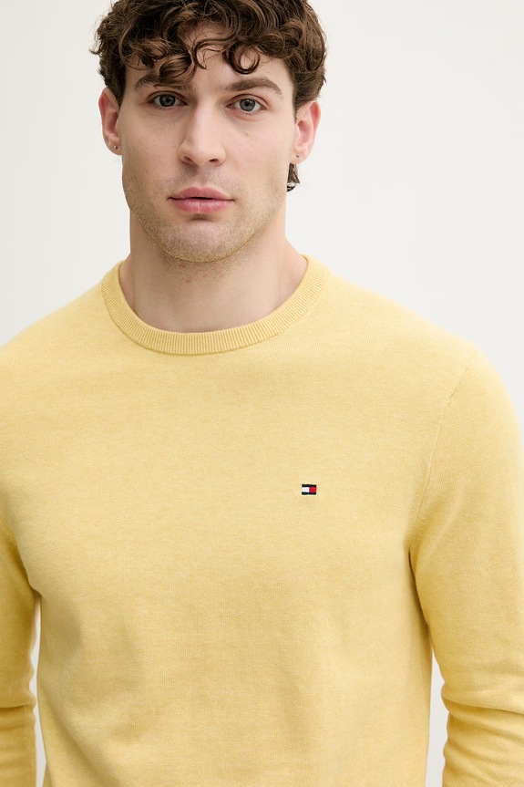 Tommy Hilfiger sweter męski bawełniany żółty MW0MW39999.