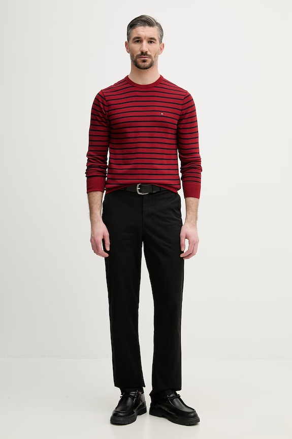 Tommy Hilfiger πουλόβερ ανδρικό βαμβακερό MW0MW39999. μπορντό SS26