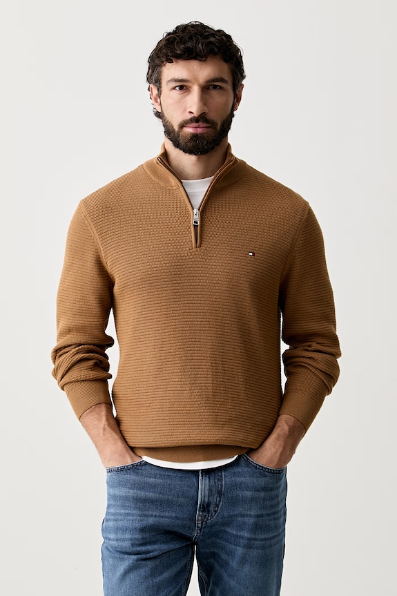 Tommy Hilfiger sweter męski bawełniany brązowy MW0MW42916