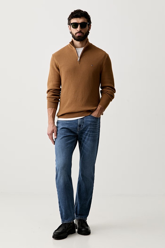 Tommy Hilfiger sweter męski bawełniany MW0MW42916 brązowy SS26