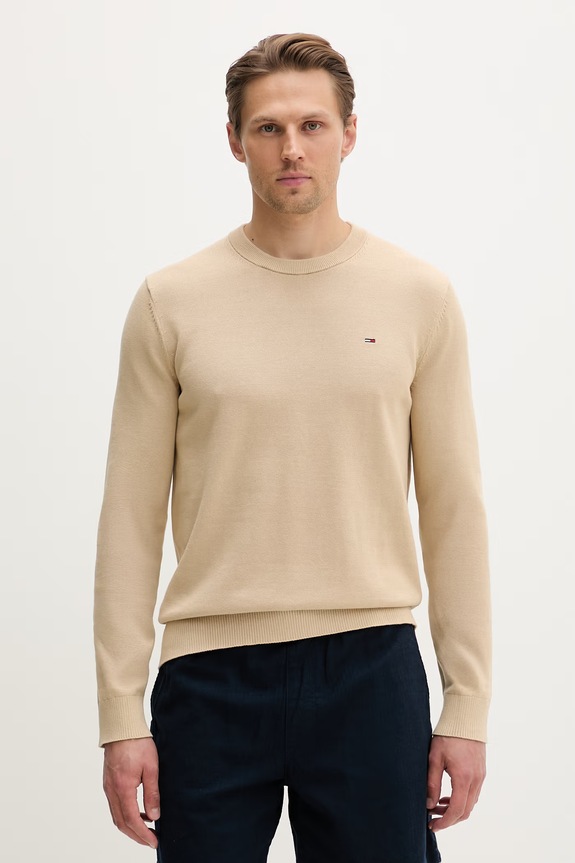 Tommy Jeans sweter męski bawełniany beżowy DM0DM22853