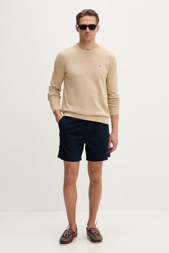 Tommy Jeans sweter męski bawełniany DM0DM22853 beżowy SS26