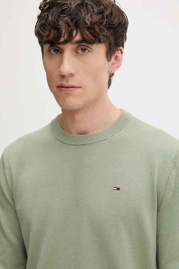 Tommy Jeans sweter męski bawełniany zielony DM0DM22853