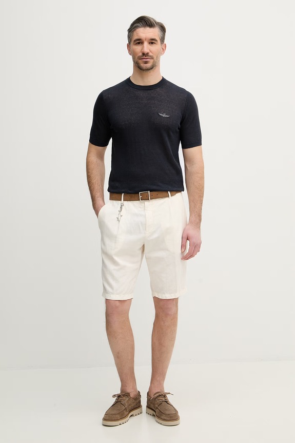 Λευκό μπλουζάκι Aeronautica Militare MA1624UL00935 σκούρο μπλε SS26