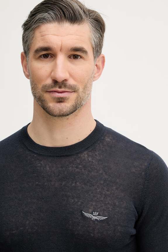 Λευκό μπλουζάκι Aeronautica Militare σκούρο μπλε MA1624UL00935