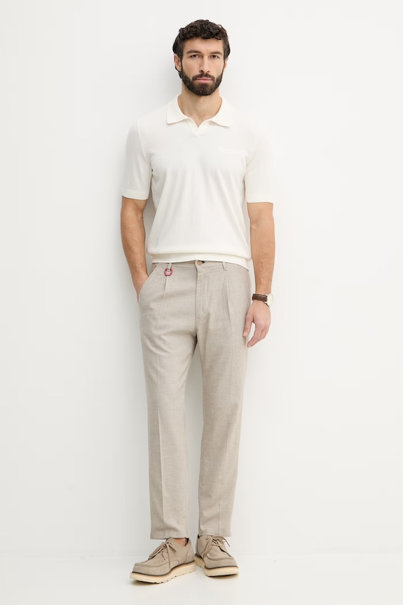 BOSS polo męskie bawełniane 50560497 beżowy SS26