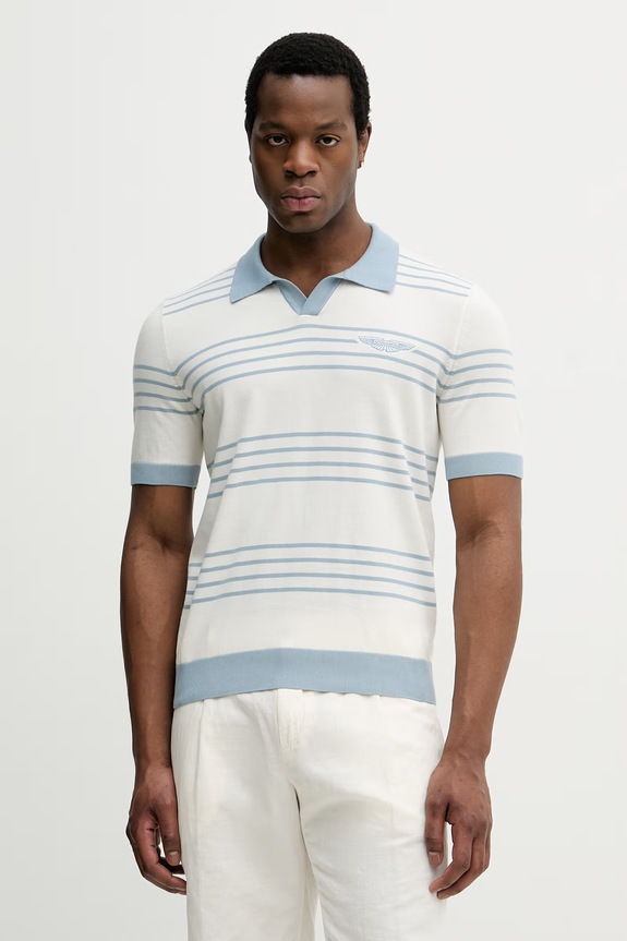 BOSS polo męskie bawełniane wzorzyste niebieski 50560497