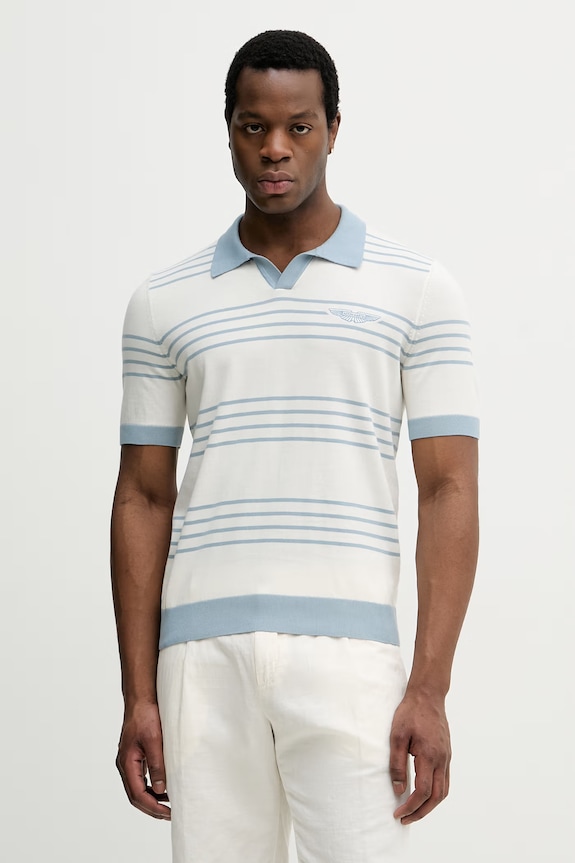 BOSS polo męskie bawełniane wzorzyste niebieski 50560497