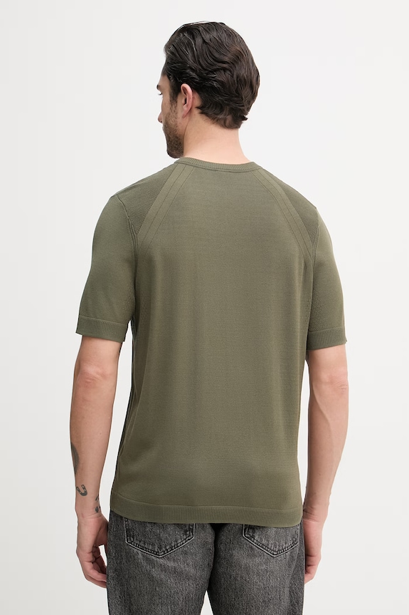 Îmbrăcăminte BOSS Green tricou basic bărbătesc cu amestec de mătase BOSS X PORSCHE 50558363 verde