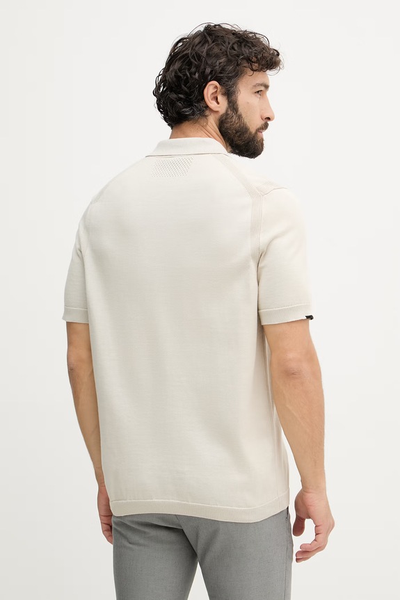 Odzież BOSS Green polo swetrowe męskie bawełniane 50558344 beżowy