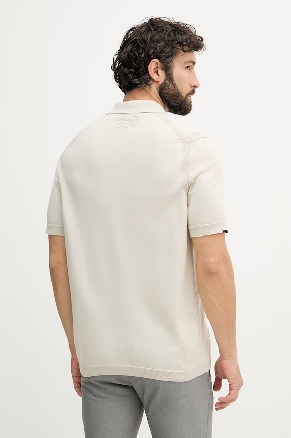 Îmbrăcăminte BOSS Green polo tricotat pentru bărbați, din bumbac X PS 50558344 bej