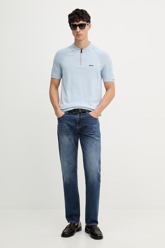 BOSS Green sweter męski 50558354 niebieski SS26