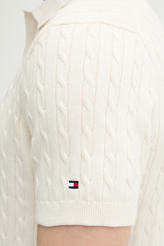 Tommy Hilfiger polo swetrowe męskie bawełniane beżowy MW0MW42788