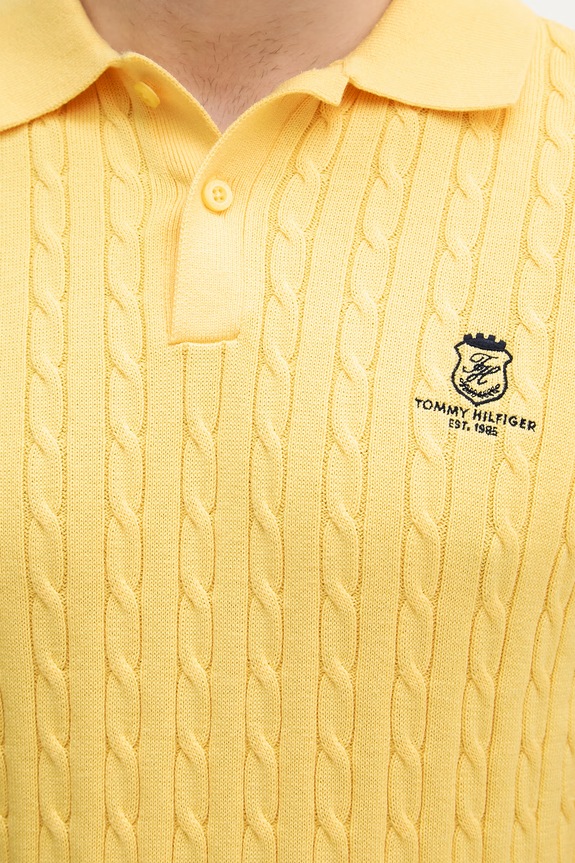 Tommy Hilfiger pletena polo majica muška od pamuka MW0MW42788 zlatna