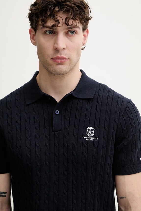 Tommy Hilfiger polo swetrowe męskie bawełniane granatowy MW0MW42788