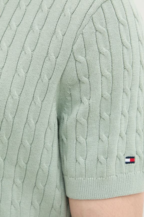 Tommy Hilfiger polo swetrowe męskie bawełniane MW0MW42788 zielony