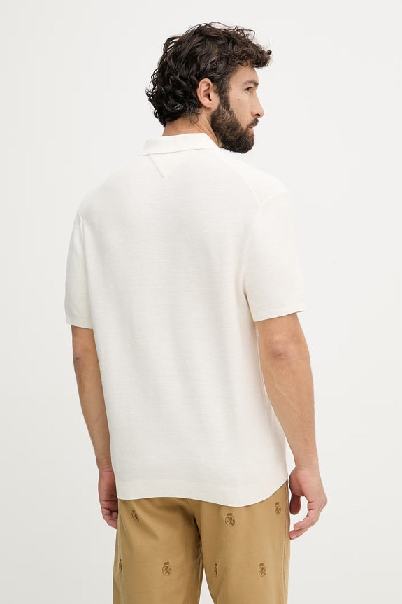 Odzież Tommy Hilfiger polo swetrowe męskie bawełniane MW0MW42795 beżowy