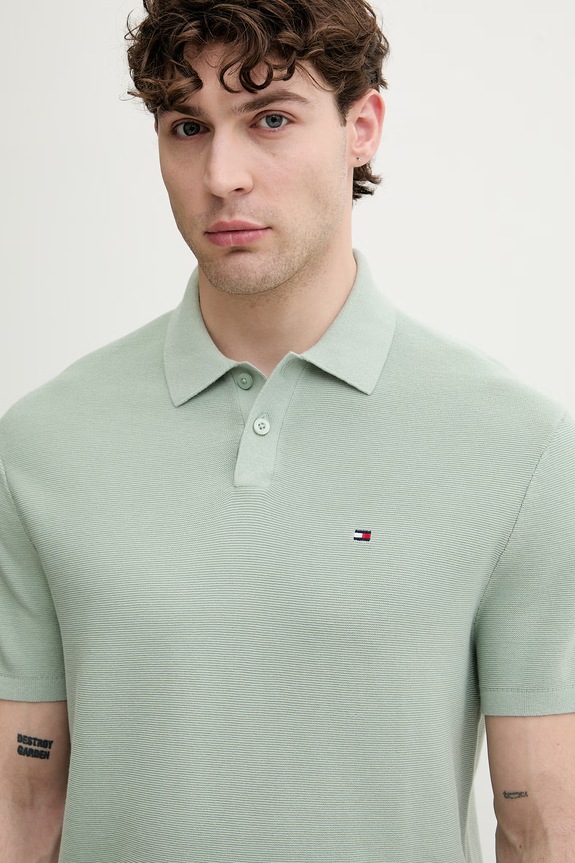 Tommy Hilfiger polo swetrowe męskie bawełniane zielony MW0MW42795