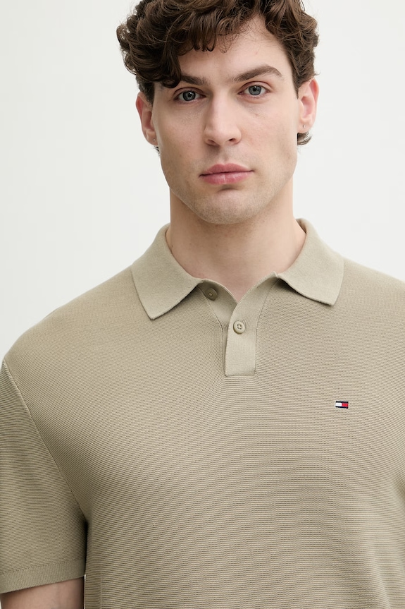 Tommy Hilfiger polo swetrowe męskie bawełniane zielony MW0MW42795