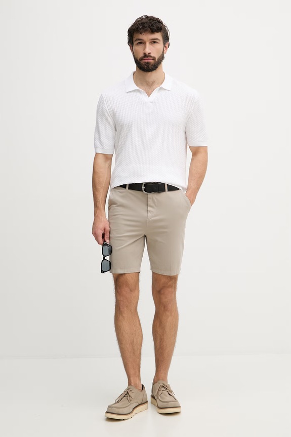 BOSS polo pentru bărbați, din bumbac Natalo 50561613 alb SS26