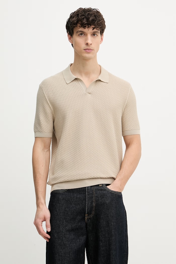 BOSS polo pentru bărbați, din bumbac Natalo bej 50561613