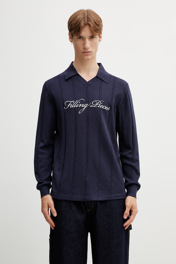 Filling Pieces pulover pentru bărbați, cu vâscoză Football Jersey bleumarin 412674500148.150