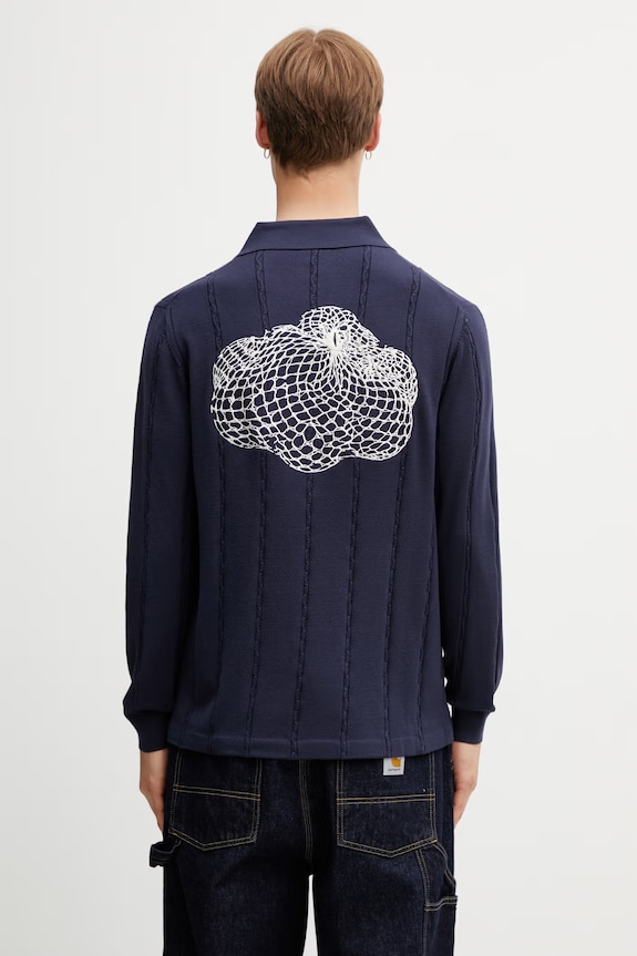 Îmbrăcăminte Filling Pieces pulover pentru bărbați, cu vâscoză Football Jersey 412674500148.150 bleumarin