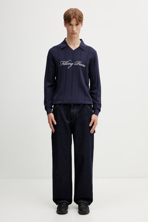 Filling Pieces pulover pentru bărbați, cu vâscoză Football Jersey 412674500148.150 bleumarin