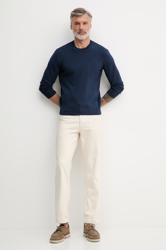 Armani Exchange sveter pánsky z viskózy XM002435.AF10454 tmavomodrá SS26
