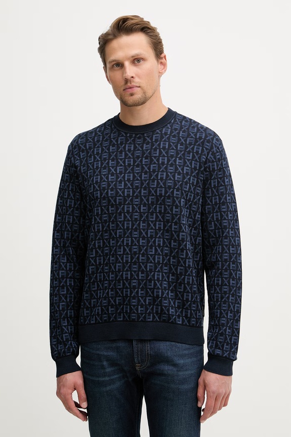 Armani Exchange sveter pánsky bavlnený tmavomodrá XM002441.AF22252